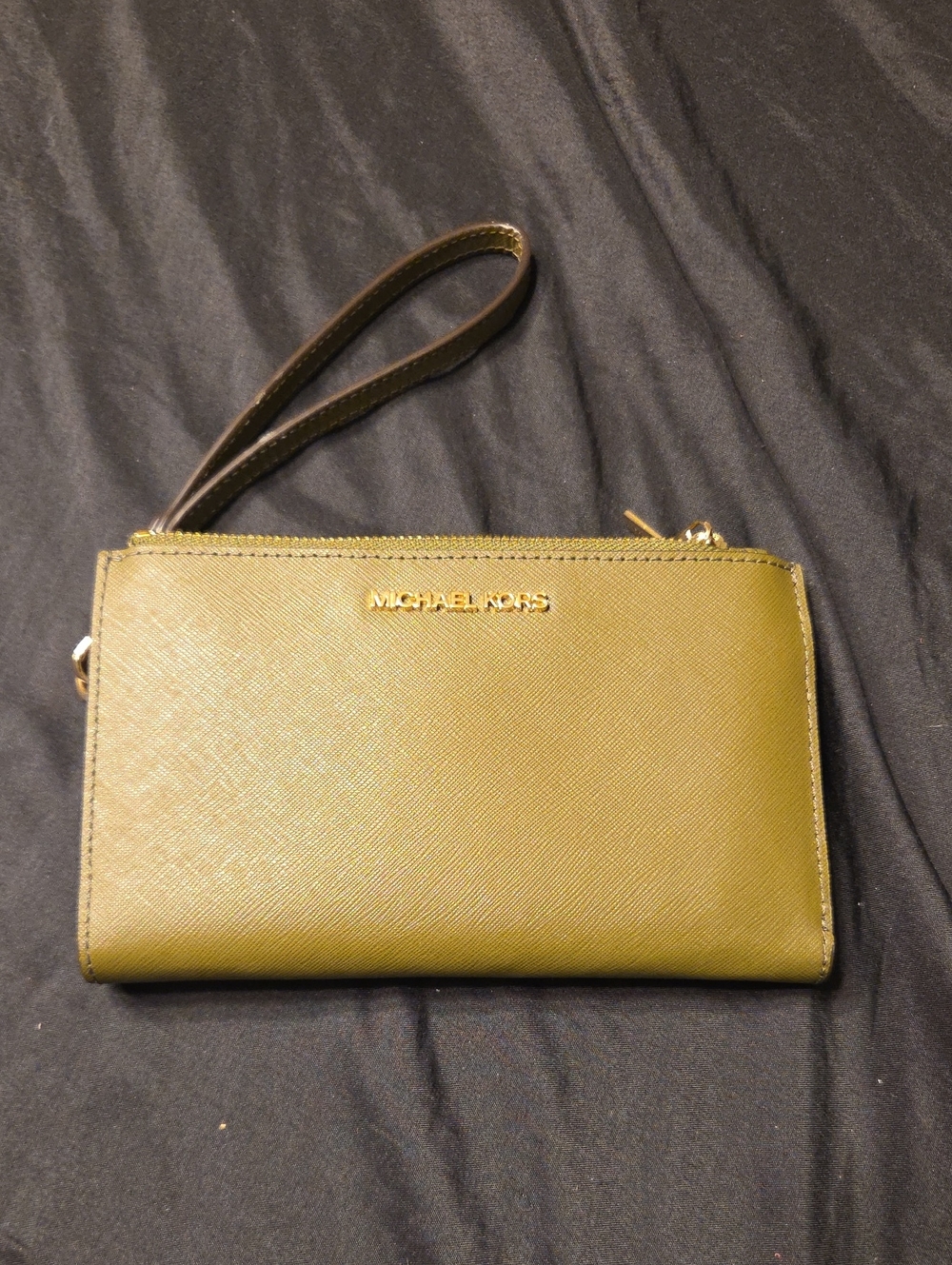 Michael Kors Olive Green Saffiano Wristlet Clutch
